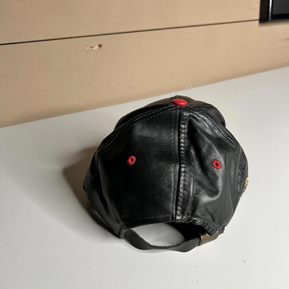 Vintage Louisville Cardinals Hat Cap Strap Back Mens One Size Black Leather NCAA - Picture 4 of 7